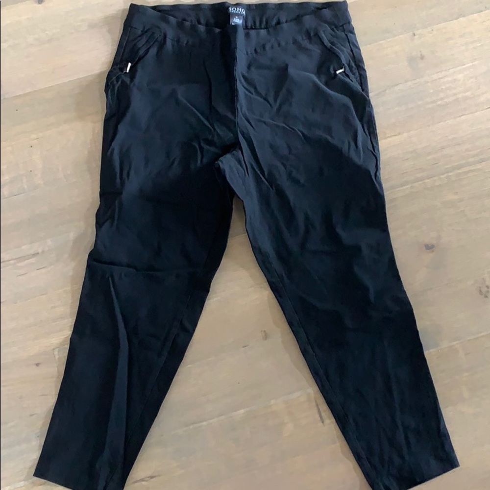 SOHO black work pants with cute zipper details